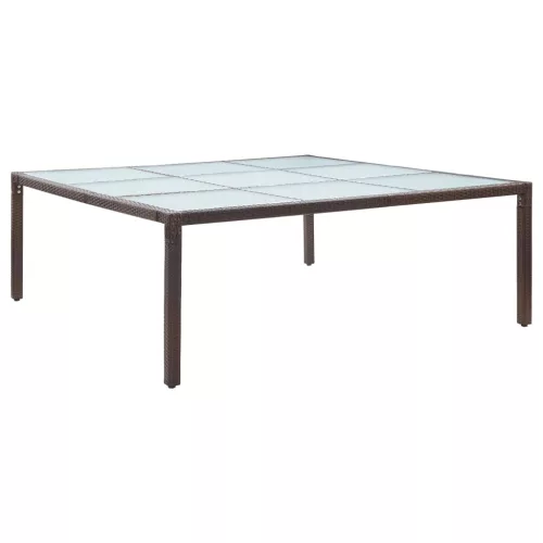  barna polyrattan kerti étkezőasztal 200 x 200 x 74 cm