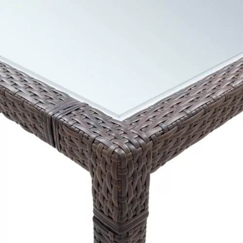  barna polyrattan kerti étkezőasztal 200 x 200 x 74 cm