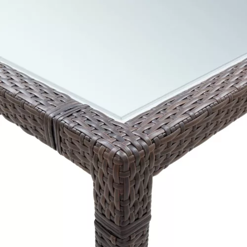  barna polyrattan kerti étkezőasztal 200 x 200 x 74 cm