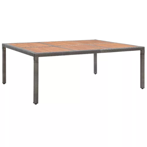  szürke polyrattan és akácfa kerti asztal 200 x 150 x 74 cm
