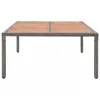  szürke polyrattan és akácfa kerti asztal 200 x 150 x 74 cm