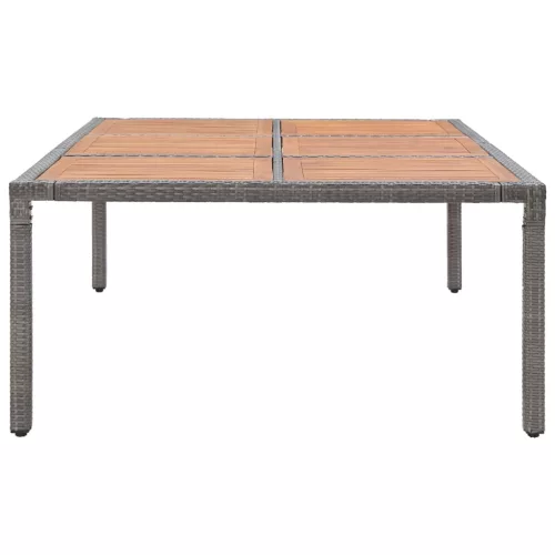  szürke polyrattan és akácfa kerti asztal 200 x 150 x 74 cm