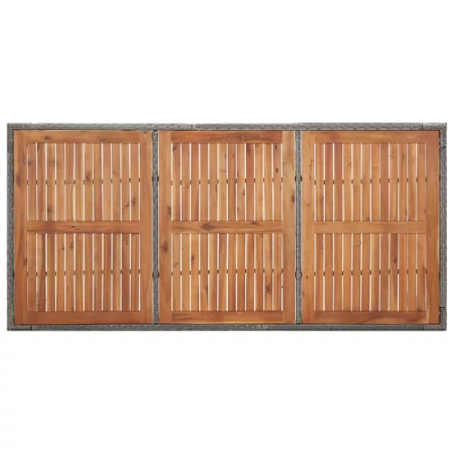  szürke polyrattan és akácfa kerti asztal 200 x 150 x 74 cm