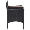  2 személyes fekete polyrattan kerti pad teázóasztallal 143 cm