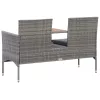  kétszemélyes szürke polyrattan kerti pad teázóasztallal 143 cm