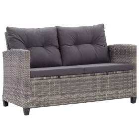   kétszemélyes szürke polyrattan kerti kanapé párnákkal 124 cm