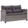  kétszemélyes szürke polyrattan kerti kanapé párnákkal 124 cm