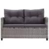  kétszemélyes szürke polyrattan kerti kanapé párnákkal 124 cm