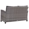  kétszemélyes szürke polyrattan kerti kanapé párnákkal 124 cm