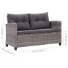  kétszemélyes szürke polyrattan kerti kanapé párnákkal 124 cm