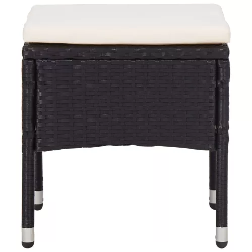 5 részes fekete kültéri polyrattan és akácfa étkezőszett