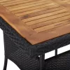  5 részes fekete kültéri polyrattan és akácfa étkezőszett