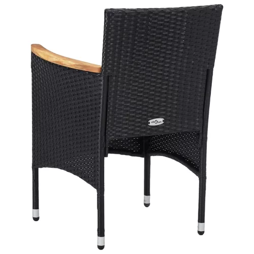  2 db fekete kerti polyrattan étkezőszék