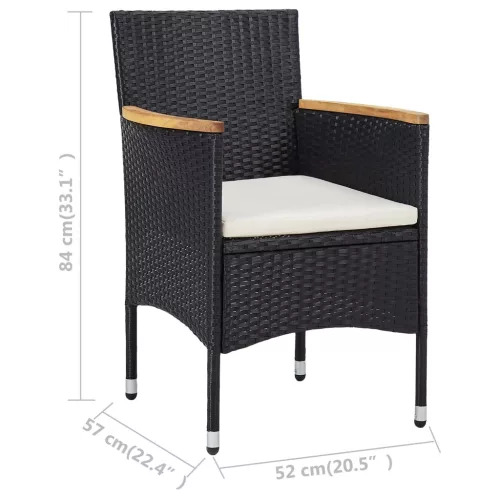  2 db fekete kerti polyrattan étkezőszék