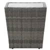  szürke polyrattan és edzett üveg teázóasztal 41,5x41,5x43 cm