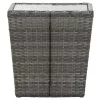  szürke polyrattan és edzett üveg teázóasztal 41,5x41,5x43 cm