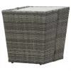  szürke polyrattan és edzett üveg teázóasztal 41,5x41,5x43 cm