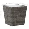  szürke polyrattan és edzett üveg teázóasztal 41,5x41,5x43 cm