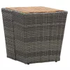  szürke polyrattan és tömör akácfa teázóasztal 41,5x41,5x43 cm
