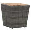  szürke polyrattan és tömör akácfa teázóasztal 41,5x41,5x43 cm