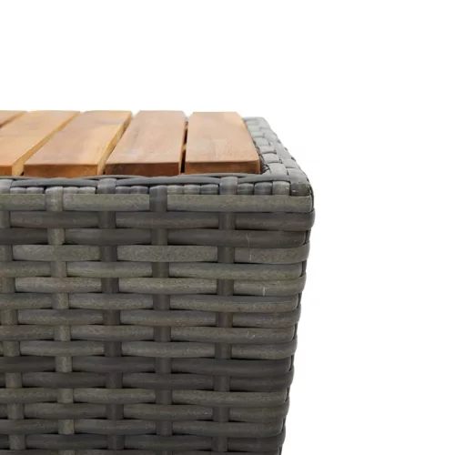  szürke polyrattan és tömör akácfa teázóasztal 41,5x41,5x43 cm