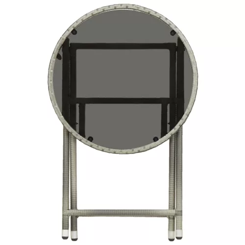  szürke polyrattan és edzett üveg teázóasztal 60 cm