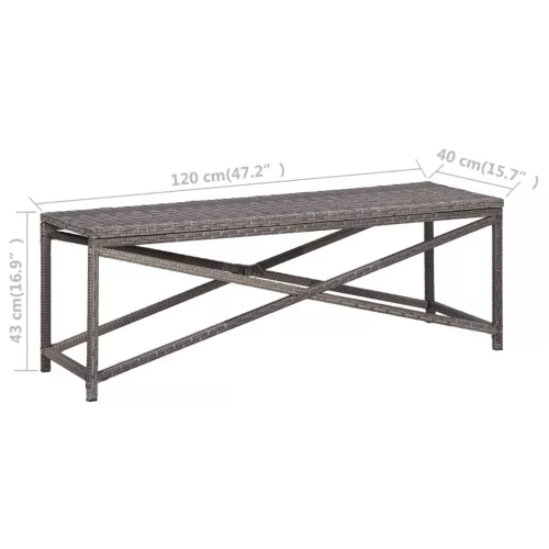  szürke polyrattan kerti pad 120 cm
