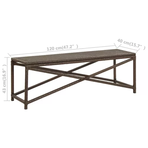  barna polyrattan kerti pad 120 cm