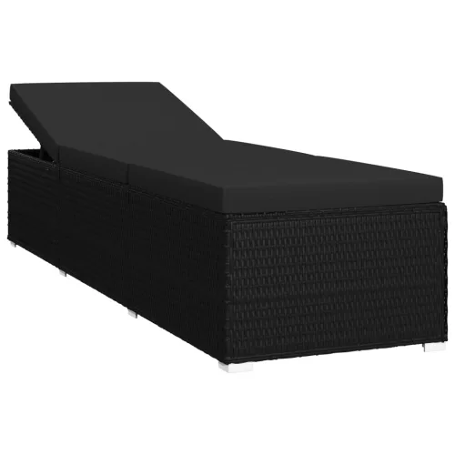 fekete polyrattan napozóágy párnával