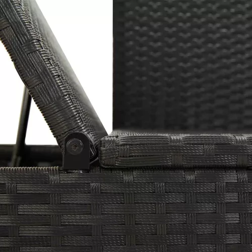  fekete polyrattan napozóágy párnákkal