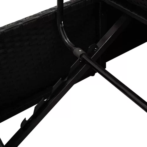  fekete polyrattan napozóágy párnákkal