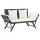  fekete polyrattan kerti pad párnákkal 176 cm