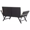  fekete polyrattan kerti pad párnákkal 176 cm