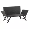  fekete polyrattan kerti pad párnákkal 176 cm