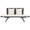  fekete polyrattan kerti pad párnákkal 176 cm