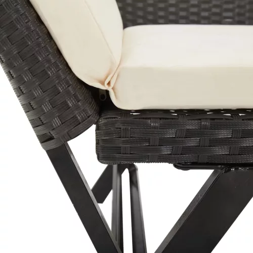  fekete polyrattan kerti pad párnákkal 176 cm