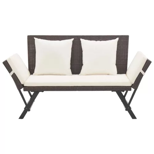  barna polyrattan kerti pad párnákkal 176 cm
