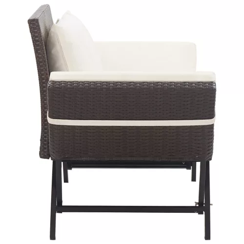  barna polyrattan kerti pad párnákkal 176 cm
