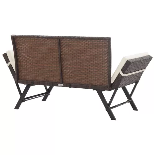  barna polyrattan kerti pad párnákkal 176 cm