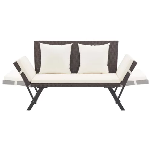  barna polyrattan kerti pad párnákkal 176 cm
