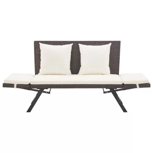  barna polyrattan kerti pad párnákkal 176 cm
