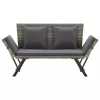  szürke polyrattan kerti pad párnákkal 176 cm