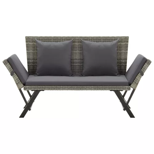  szürke polyrattan kerti pad párnákkal 176 cm