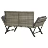  szürke polyrattan kerti pad párnákkal 176 cm