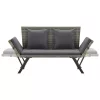  szürke polyrattan kerti pad párnákkal 176 cm