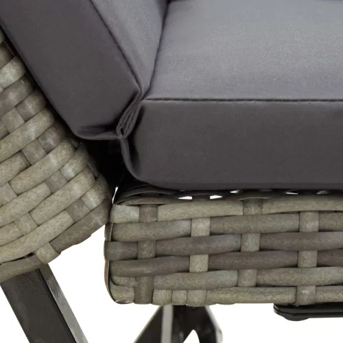  szürke polyrattan kerti pad párnákkal 176 cm