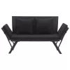 fekete polyrattan kerti pad párnákkal 176 cm