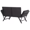  fekete polyrattan kerti pad párnákkal 176 cm