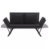 fekete polyrattan kerti pad párnákkal 176 cm