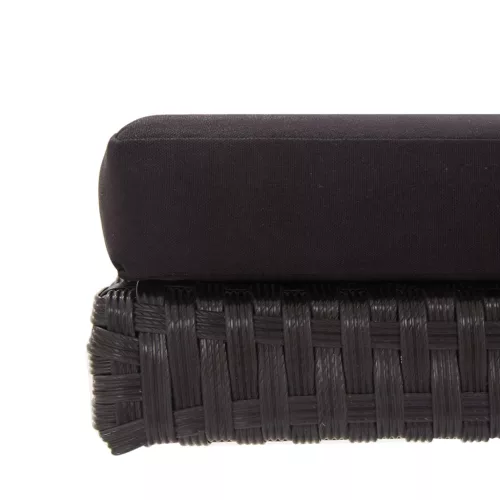  fekete polyrattan kerti pad párnákkal 176 cm